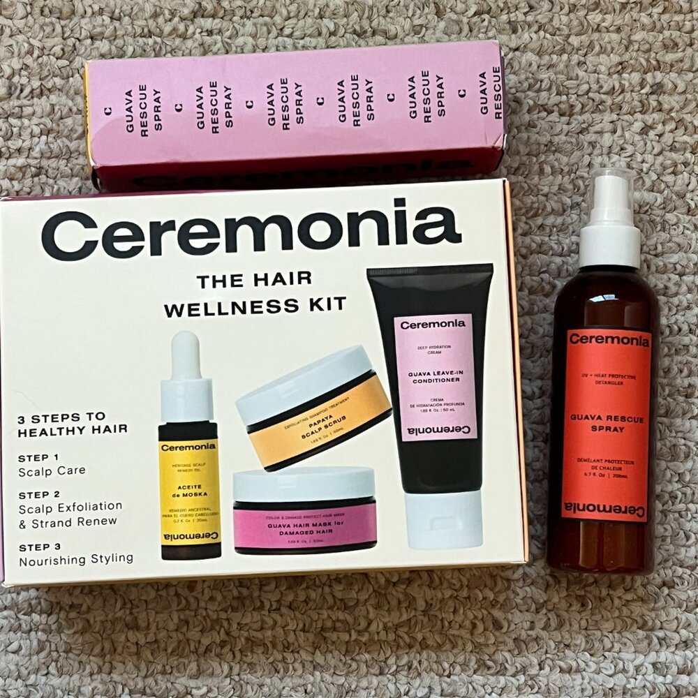 Ceremonia The Hair Wellness Kit + Guava Rescue Hair Heat Protectant Spray